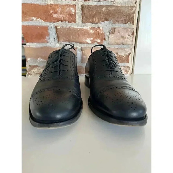 Salvatore Ferragamo TAK Black Leather Cap Toe Brogue Oxford Men\'s Size 11‎ main image 5